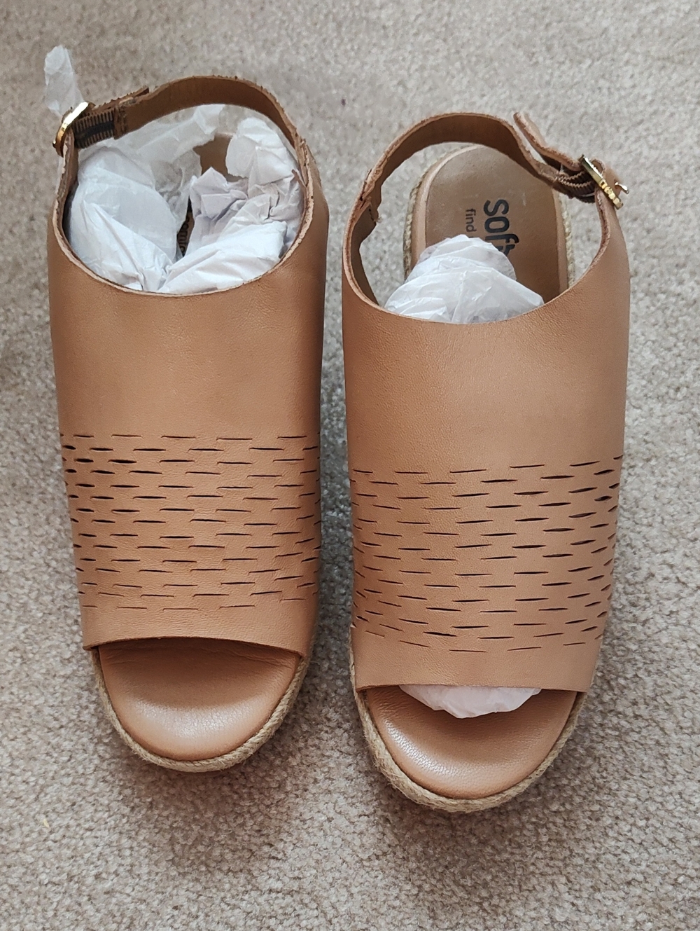 Sofft Women's Tan Laser-Cut Open-Toe Slingback Mules